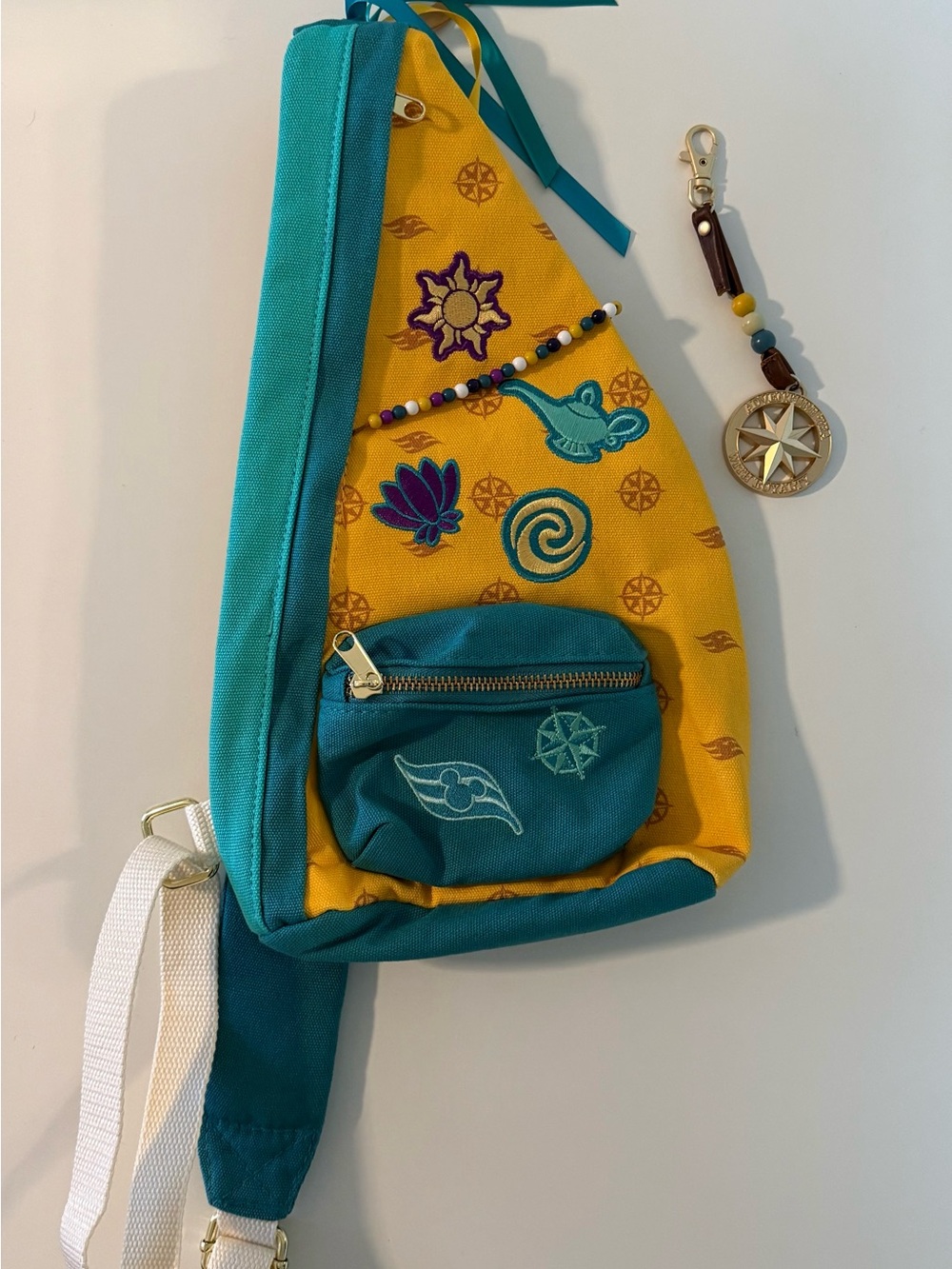 Disney Cruise “Adventure Tea with Royalty” Embroidered Sling Bag and Keychain